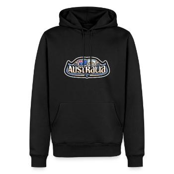 Australien Flagge Reise Souvenir Aufkleber Abzeichen Logo - Männer Premium Bio Hoodie - Schwarz - Vorne - Nico (187cm)