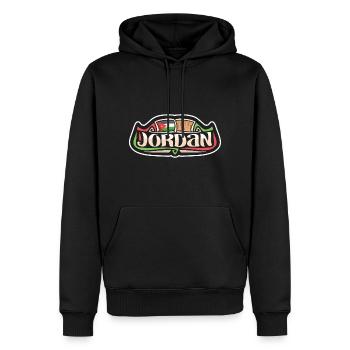 Jordan Flagge Reise Souvenir Aufkleber Abzeichen Logo - Männer Premium Bio Hoodie - Schwarz - Vorne - Nico (187cm)