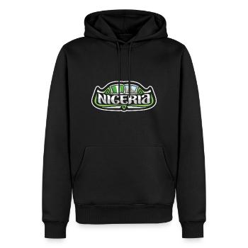 Nigeria Flagge Reise Souvenir Aufkleber Abzeichen Logo - Männer Premium Bio Hoodie - Schwarz - Vorne - Nico (187cm)