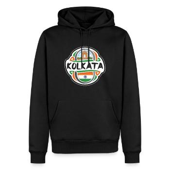 Kolkata Indien Flagge Abzeichen Reise Souvenir Stempel - Männer Premium Bio Hoodie - Schwarz - Vorne - Nico (187cm)