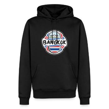 Bangkok Thaïlande Flag Badge Voyage Souvenir Timbre - Sweat à capuche Premium bio Homme - noir - Devant - Nico (187cm)