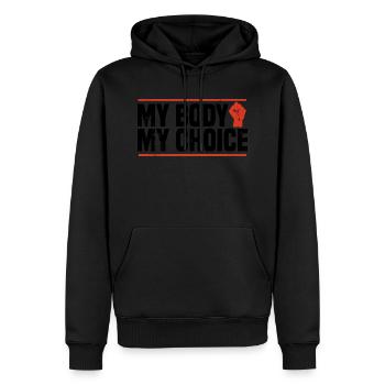mon corps mon choix - Sweat à capuche Premium bio Homme - noir - Devant - Nico (187cm)