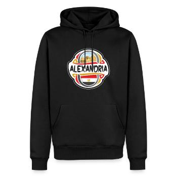 Alexandria Ägypten Flagge Abzeichen Reise Souvenir Stempel - Männer Premium Bio Hoodie - Schwarz - Vorne - Nico (187cm)