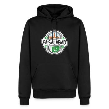 Faisalabad Pakistan Drapeau Voyage Souvenir Badge Sta - Sweat à capuche Premium bio Homme - noir - Devant - Nico (187cm)