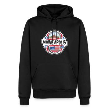 Minneapolis USA Drapeau des États-Unis Souvenir de voyage - Sweat à capuche Premium bio Homme - noir - Devant - Nico (187cm)