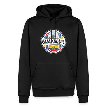 Guayaquil Équateur Drapeau Badge Voyage Souvenir Timbre - Sweat à capuche Premium bio Homme - noir - Devant - Nico (187cm)
