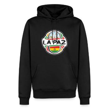 La Paz Bolivie Drapeau Badge Voyage Souvenir Timbre - Sweat à capuche Premium bio Homme - noir - Devant - Nico (187cm)