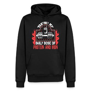 Entraînement en force Biceps Workout - Sweat à capuche Premium bio Homme - noir - Devant - Nico (187cm)