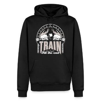 Cadeau d’entraînement de biceps de musculation - Sweat à capuche Premium bio Homme - noir - Devant - Nico (187cm)