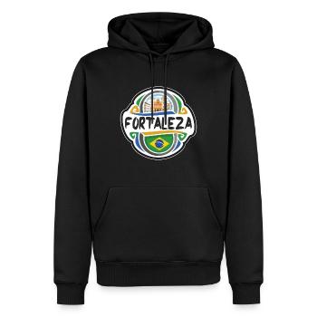 Fortaleza Brésil Drapeau Badge Souvenir de Voyage Timbre - Sweat à capuche Premium bio Homme - noir - Devant - Nico (187cm)