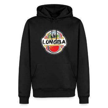 Longba China Flag Badge Souvenir de voyage - Sweat à capuche Premium bio Homme - noir - Devant - Nico (187cm)