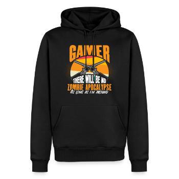Zombie Apokalypse Untote Spruch - Männer Premium Bio Hoodie - Schwarz - Vorne - Nico (187cm)