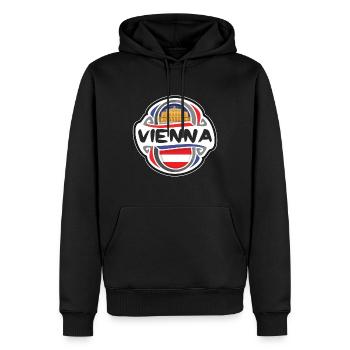 Wien Österreich Flaggenabzeichen Reisestempel - Männer Premium Bio Hoodie - Schwarz - Vorne - Nico (187cm)