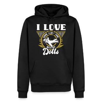 Voodoo Bondieu Fluch - Männer Premium Bio Hoodie - Schwarz - Vorne - Nico (187cm)