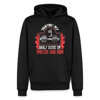Pompes de musculation Haltères - Sweat à capuche Premium bio Homme - noir - Devant - Nico (187cm)