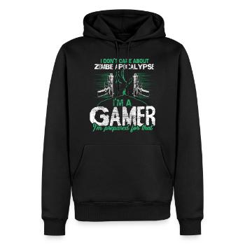 Zombie Apokalypse Virus Lustig - Männer Premium Bio Hoodie - Schwarz - Vorne - Nico (187cm)