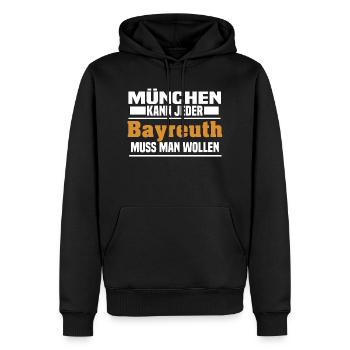 Bayreuth - Männer Premium Bio Hoodie - Schwarz - Vorne - Nico (187cm)
