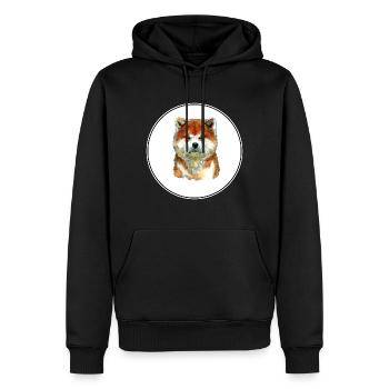Akita Hund Aquarell Farbe Illustration - Männer Premium Bio Hoodie - Schwarz - Vorne - Nico (187cm)