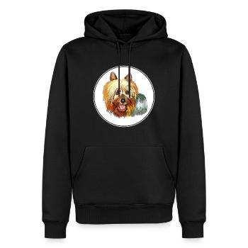 Australischer Seidenterrier Hund Aquarell Illustrati - Männer Premium Bio Hoodie - Schwarz - Vorne - Nico (187cm)