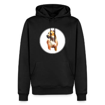 Alano Espanol Hund Aquarell Skizze Illustration - Männer Premium Bio Hoodie - Schwarz - Vorne - Nico (187cm)