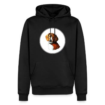 American Foxhound Dog Aquarell Illustration - Männer Premium Bio Hoodie - Schwarz - Vorne - Nico (187cm)