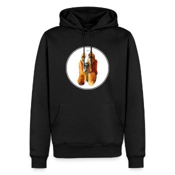 Basset Hound Dog Aquarelle Illustration - Sweat à capuche Premium bio Homme - noir - Devant - Nico (187cm)