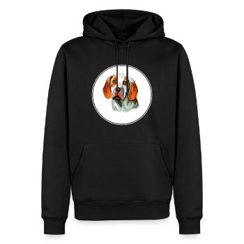 Ariege Pointer Hund Aquarell Kunst Illustration - Männer Premium Bio Hoodie - Schwarz - Vorne - Nico (187cm)