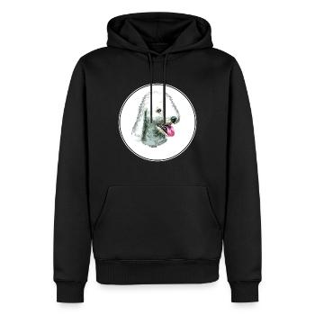 Illustration de l’aquarelle du chien Bedlington Terrier - Sweat à capuche Premium bio Homme - noir - Devant - Nico (187cm)