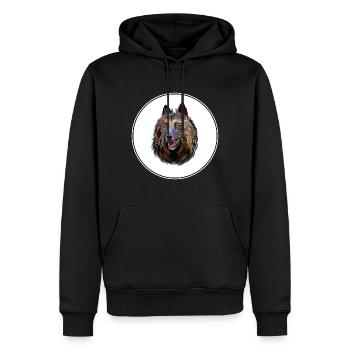 Belgian Tervuren Dog Watercolor Illustration - Men’s Premium Organic Hoodie - black - Front - Nico (187cm)