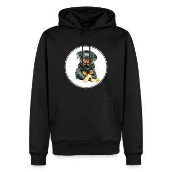 Beauceron Hund Aquarell Skizze Illustration - Männer Premium Bio Hoodie - Schwarz - Vorne - Nico (187cm)