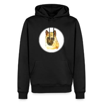 Belgischer Laekenois Hund Aquarell Illustration - Männer Premium Bio Hoodie - Schwarz - Vorne - Nico (187cm)