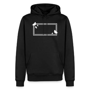 Rechteckiger Rahmen mit Schmetterlingen - Männer Premium Bio Hoodie - Schwarz - Vorne - Nico (187cm)