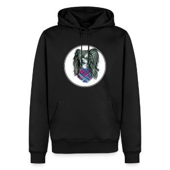 Illustration de l’aquarelle de chien à crête chinoise - Sweat à capuche Premium bio Homme - noir - Devant - Nico (187cm)