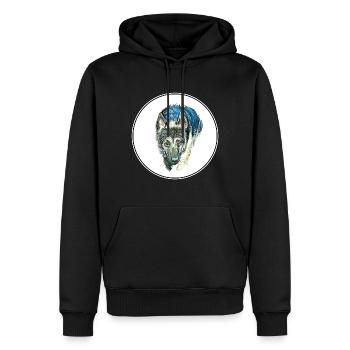 Osteuropäischer Schäferhund Aquarell Illustration - Männer Premium Bio Hoodie - Schwarz - Vorne - Nico (187cm)