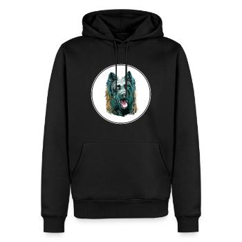 Illustration d’art à l’aquarelle de chien de berger néerlandais - Sweat à capuche Premium bio Homme - noir - Devant - Nico (187cm)