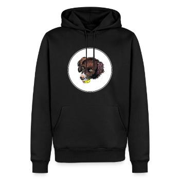 Drentsche Patrijshond Hund Aquarell Illustration - Männer Premium Bio Hoodie - Schwarz - Vorne - Nico (187cm)