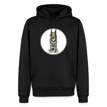 Tschechoslowakischer Wolfshund Hund Aquarell Illustratio - Männer Premium Bio Hoodie - Schwarz - Vorne - Nico (187cm)
