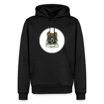 Illustration de peinture à l’aquarelle de chien - Sweat à capuche Premium bio Homme - noir - Devant - Nico (187cm)