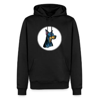 Dobermann Pinscher Hund Aquarell Illustration - Männer Premium Bio Hoodie - Schwarz - Vorne - Nico (187cm)