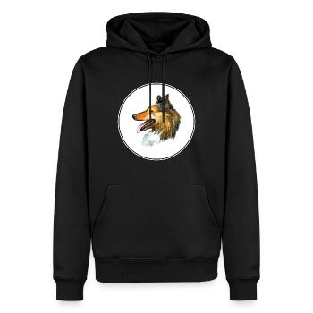 Illustration de l’aquarelle Rough Collie Dog - Sweat à capuche Premium bio Homme - noir - Devant - Nico (187cm)
