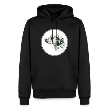 Illustration de l’aquarelle du chien dalmate - Sweat à capuche Premium bio Homme - noir - Devant - Nico (187cm)
