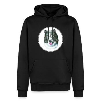 Illustration de l’aquarelle de chien esquimau canadien - Sweat à capuche Premium bio Homme - noir - Devant - Nico (187cm)