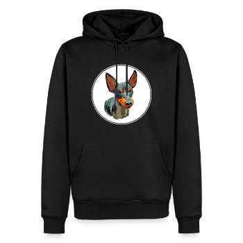 Englisch Toy Terrier Hund Aquarell Illustration - Männer Premium Bio Hoodie - Schwarz - Vorne - Nico (187cm)