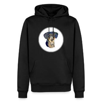 Eurohound Skandinavischer Hund Aquarell Illustration - Männer Premium Bio Hoodie - Schwarz - Vorne - Nico (187cm)