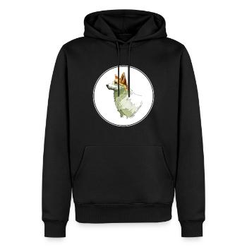 Norrbottenspets Hund Aquarell Skizze Illustration - Männer Premium Bio Hoodie - Schwarz - Vorne - Nico (187cm)