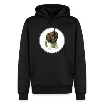 Munsterlander Small Dog Aquarelle Illustration - Sweat à capuche Premium bio Homme - noir - Devant - Nico (187cm)