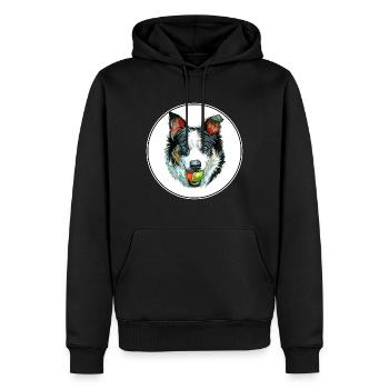 Neuseeland Heading Dog Aquarell Illustration - Männer Premium Bio Hoodie - Schwarz - Vorne - Nico (187cm)