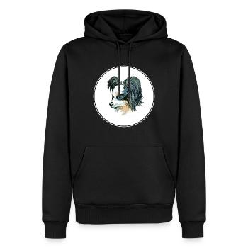 Papillon Dog Aquarelle Art Illustration - Sweat à capuche Premium bio Homme - noir - Devant - Nico (187cm)