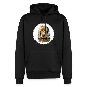 Illustration de l’aquarelle du chien Otterhound - Sweat à capuche Premium bio Homme - noir - Devant - Nico (187cm)