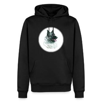 Norwegischer Elchhund Hund Aquarell Illustration - Männer Premium Bio Hoodie - Schwarz - Vorne - Nico (187cm)